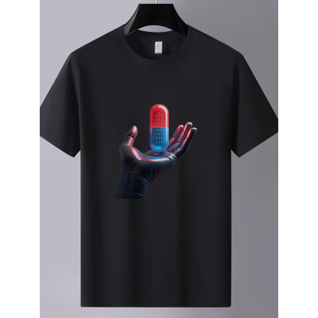 Kaos Pria Katun Tipis, Desain Robot Badut Unik, Lembut & Nyaman, Gaya Retro & Sehari-hari