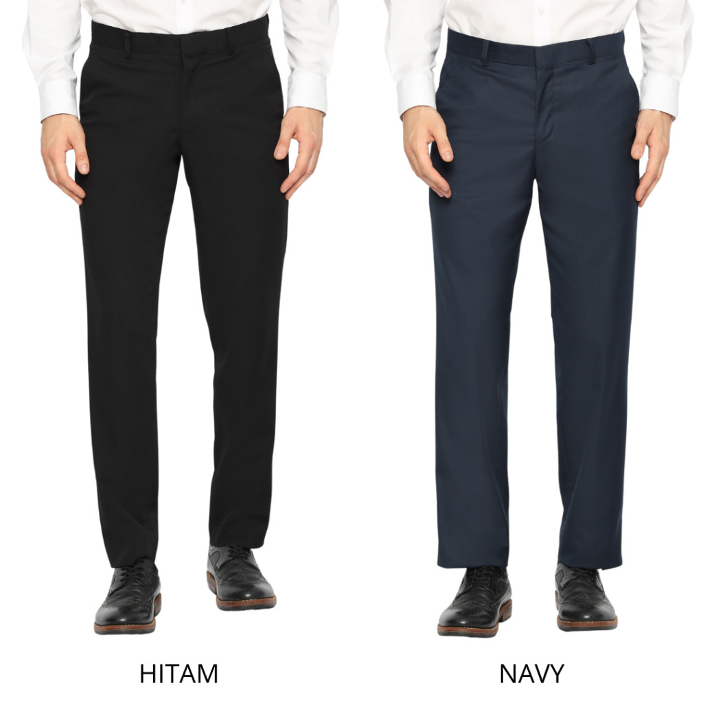 Celana Panjang Pria OHAYOO Slimfit | Celana Formal Hitam & Navy | Andre Laurent (791)