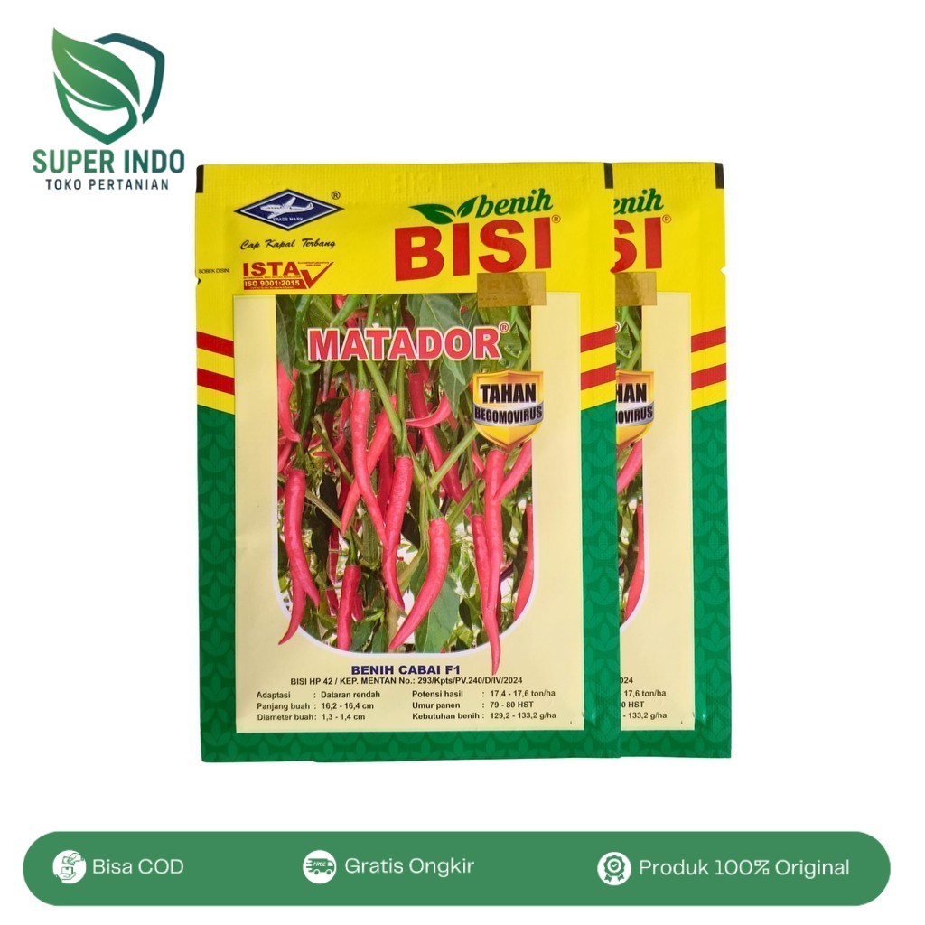 Benih Cabe Besar Matador F1 10gr BISI Cap Kapal Terbang Buah Lurus Besar Merah