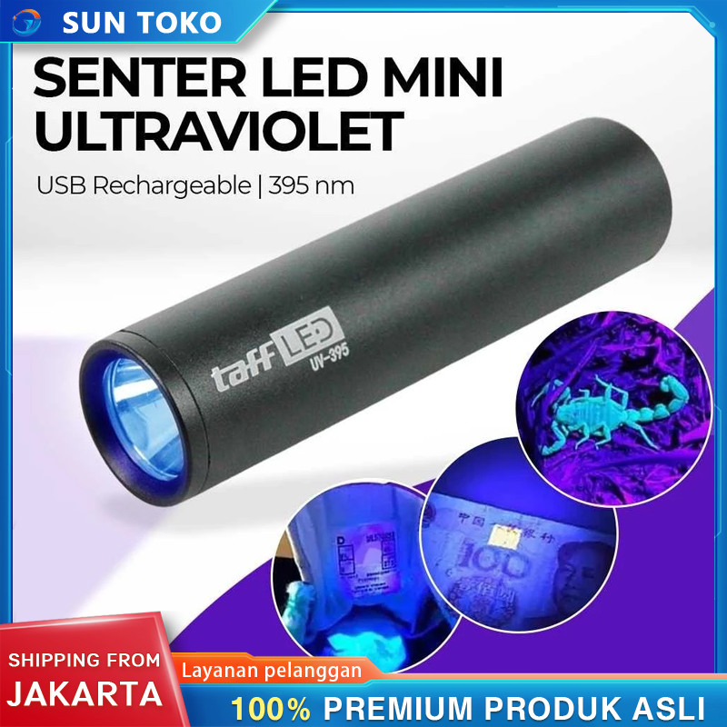 Taffled Senter LED Mini Ultraviolet USB Rechargeable 395nm 365nm - UV-395 S11-Z ORIGINAL GENUINE PRO