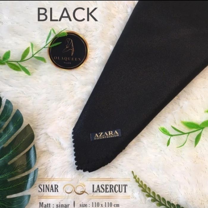 Jilbab Hijab Segiempat Polos Sinar Glamour Glitter - Hitam