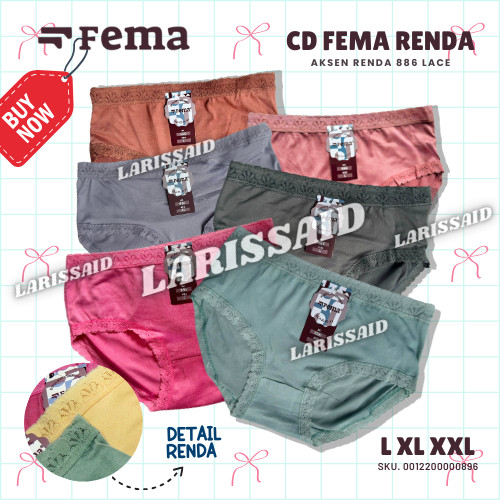 Cd Fema 886 Renda Lace Celana Dalam Wanita Dewasa Aksen Renda Lace Polos Lusinan Murah - NVA0572