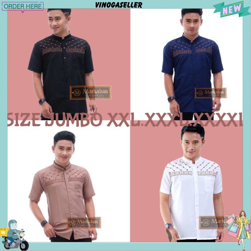 Baju Koko Pria Dewasa Jumbo Oversize Lengan Pendek