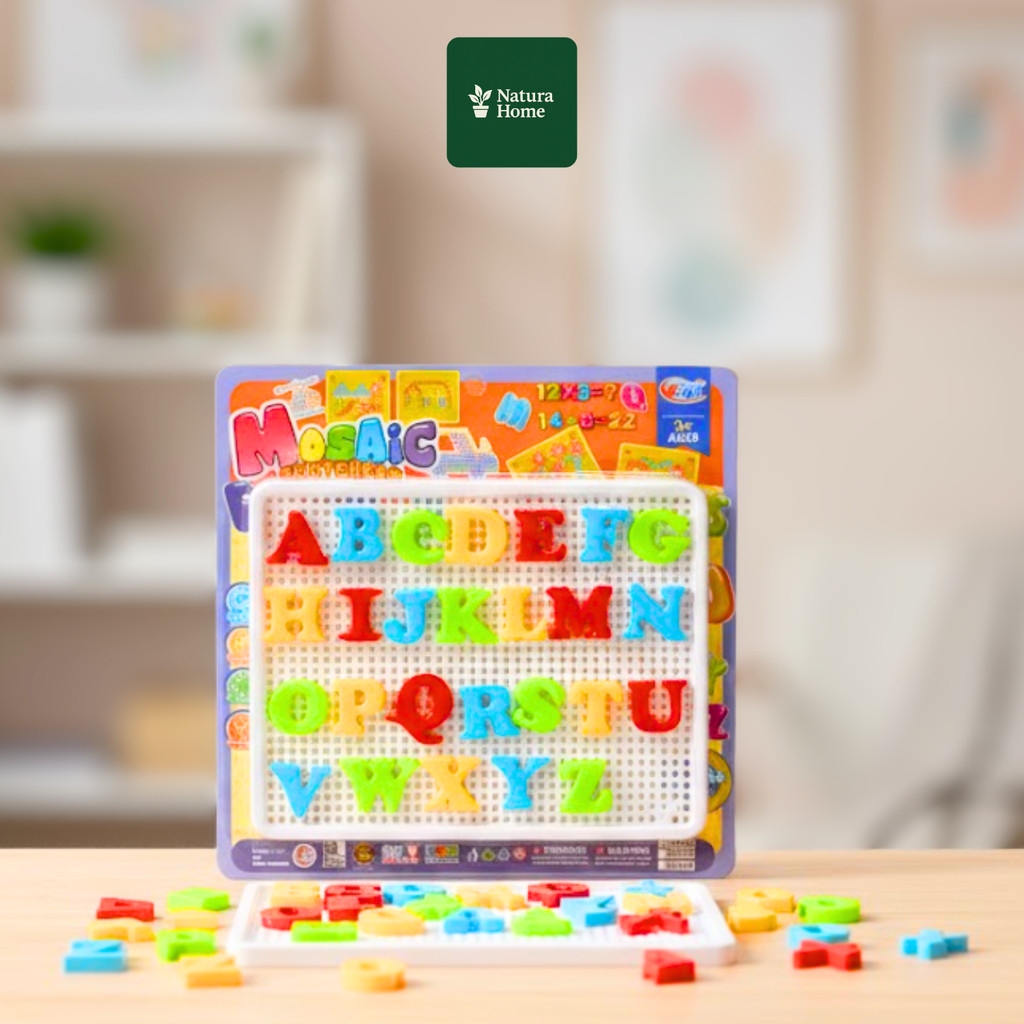 NATURAHOMEE Mainan Edukasi Anak Alphabet – Huruf Abjad Warna Mosaic Plastik (FU 1109)