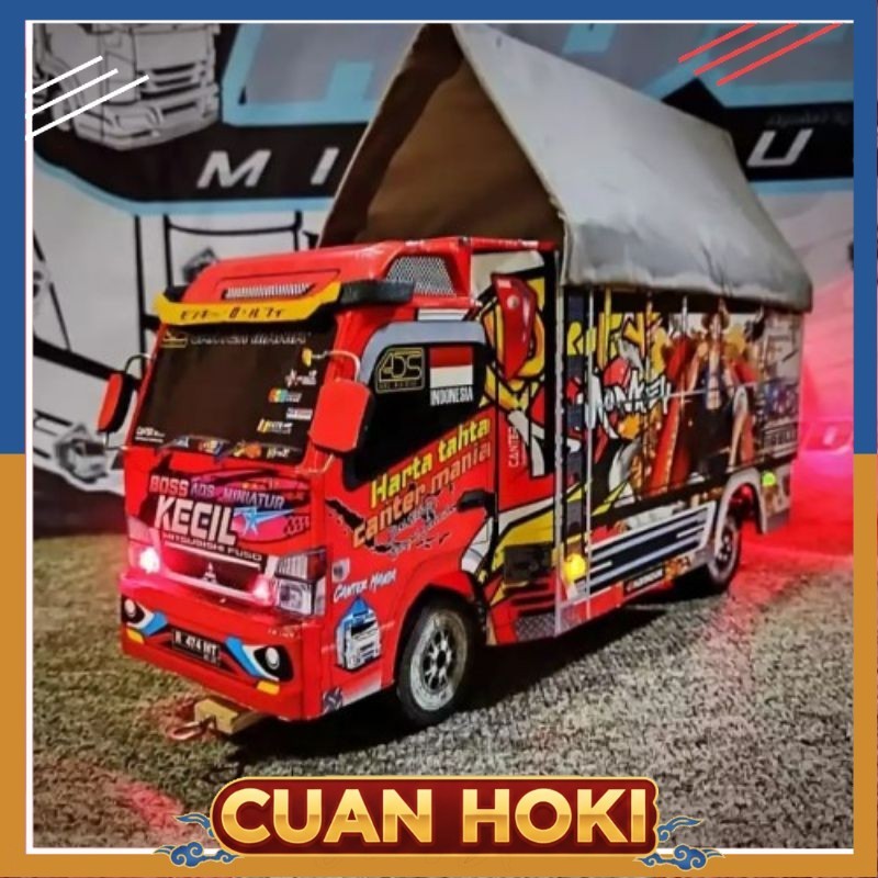 CUAN HOKI PROMO  MINIATUR TRUK OLENG KAYU FULL LAMPU KELIP miniatur truk oleng doraemon miniatur tru