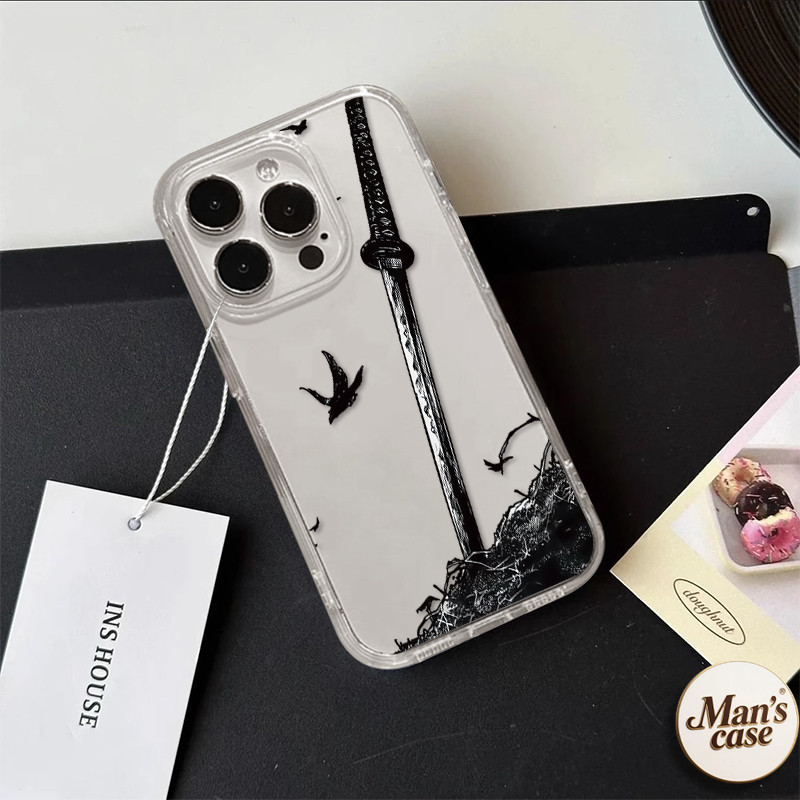 Soft clear infinix case hp Estetik Pola Pedang Samurai Cantik Modern untuk Infinix SMART 5 6 7 8 9 p