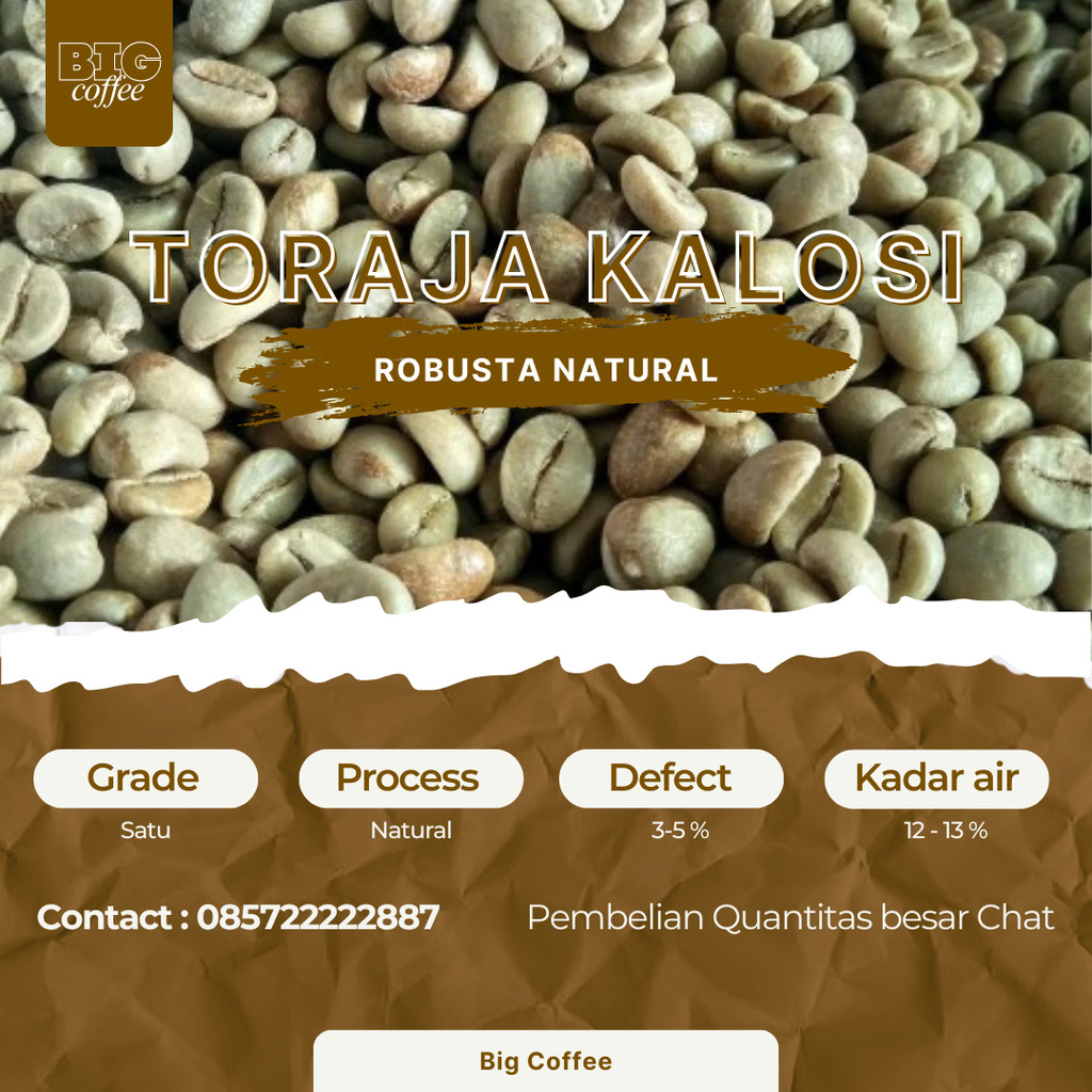 green Bean  biji kopi Robusta Toraja Kalosi - Fine