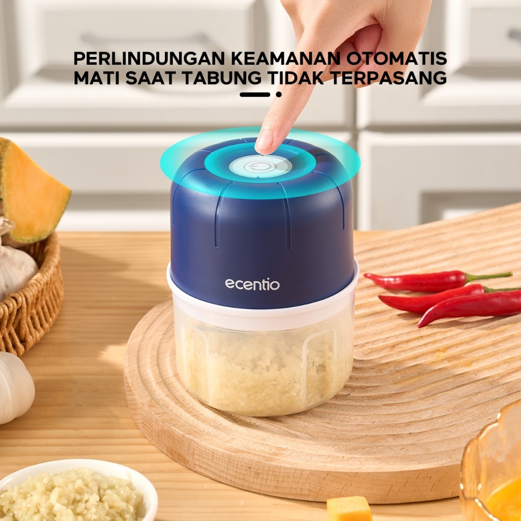 ( Giantyy ) [upgrade glass][ecentio surabaya] ecentio mini Chopper blender bumbu dapur 6 pisau 250ml