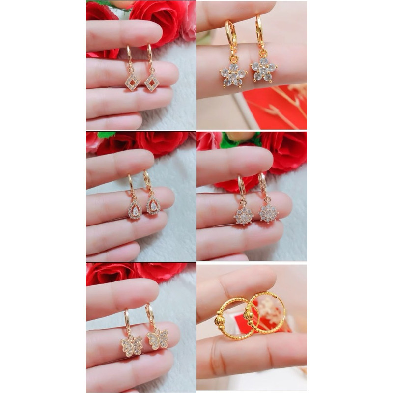 ~DISC~ Beragam Motif Anting Jepit Titanium Gold Perhiasan Wanita Terbaru Warna emas Cantik Elegant C