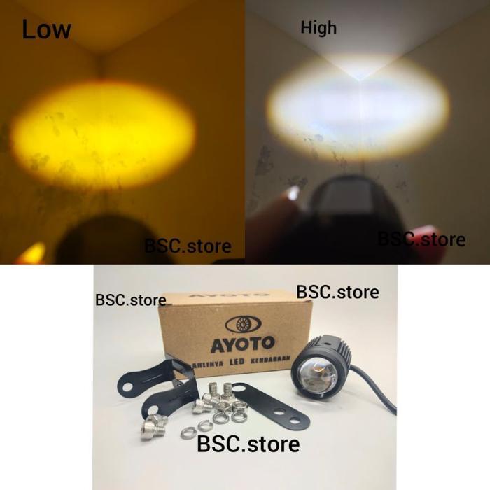 Lampu Tembak Projie LED Sorot Motor AYOTO F02 Putih dan Kuning Watt 18+18 Universal - Ayoto F02 Lase
