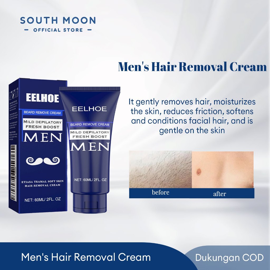 <Ready>EELHOE Krim Penghilang Bulu Jenggot Perontok Brewok 60ml Penghilang Bulu Kumis Pria Beard Rem