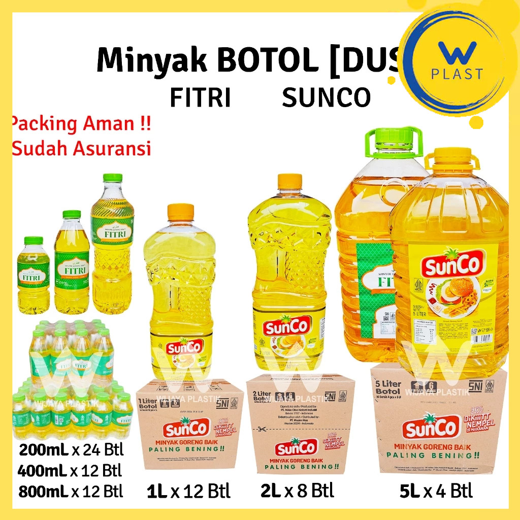 [1 DUS] Minyak BOTOL [SUNCO FITRI] 200 400 500 800 mL 1L 2L 5L --- 4 8 12 @DUS | 200ml 400ml 500ml 8