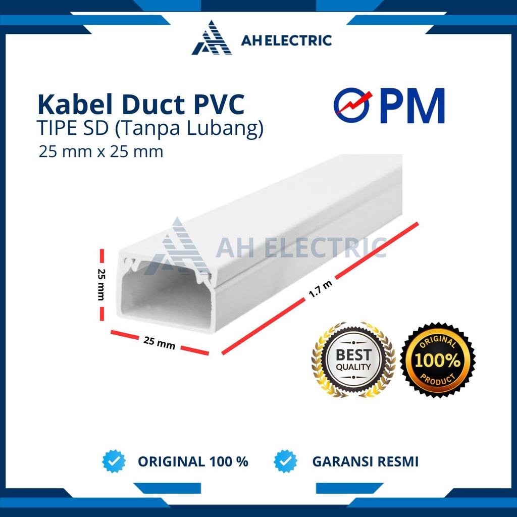 PM ELECTRIC Kabel Duct SD Putih | 25x25 mm 25 x 25 mm | Cable Duct PVC | Penutup Kabel | Pelindung K