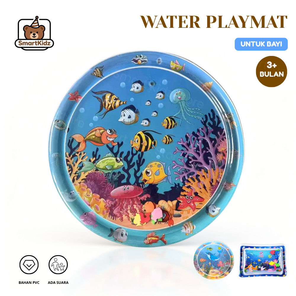 SmartKidz Mainan Bayi Matras Air Bay Baby Water Playmat  Kartun Laut Edukasi Tummy Time