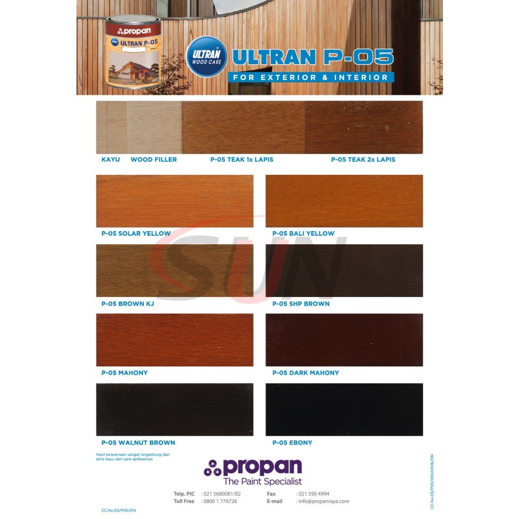 TERLARIS Cat Kayu Politur Ultran P - 05 Propan Plitur Teak Jati Walnut Brown Ebony Dark Mahony Bali 