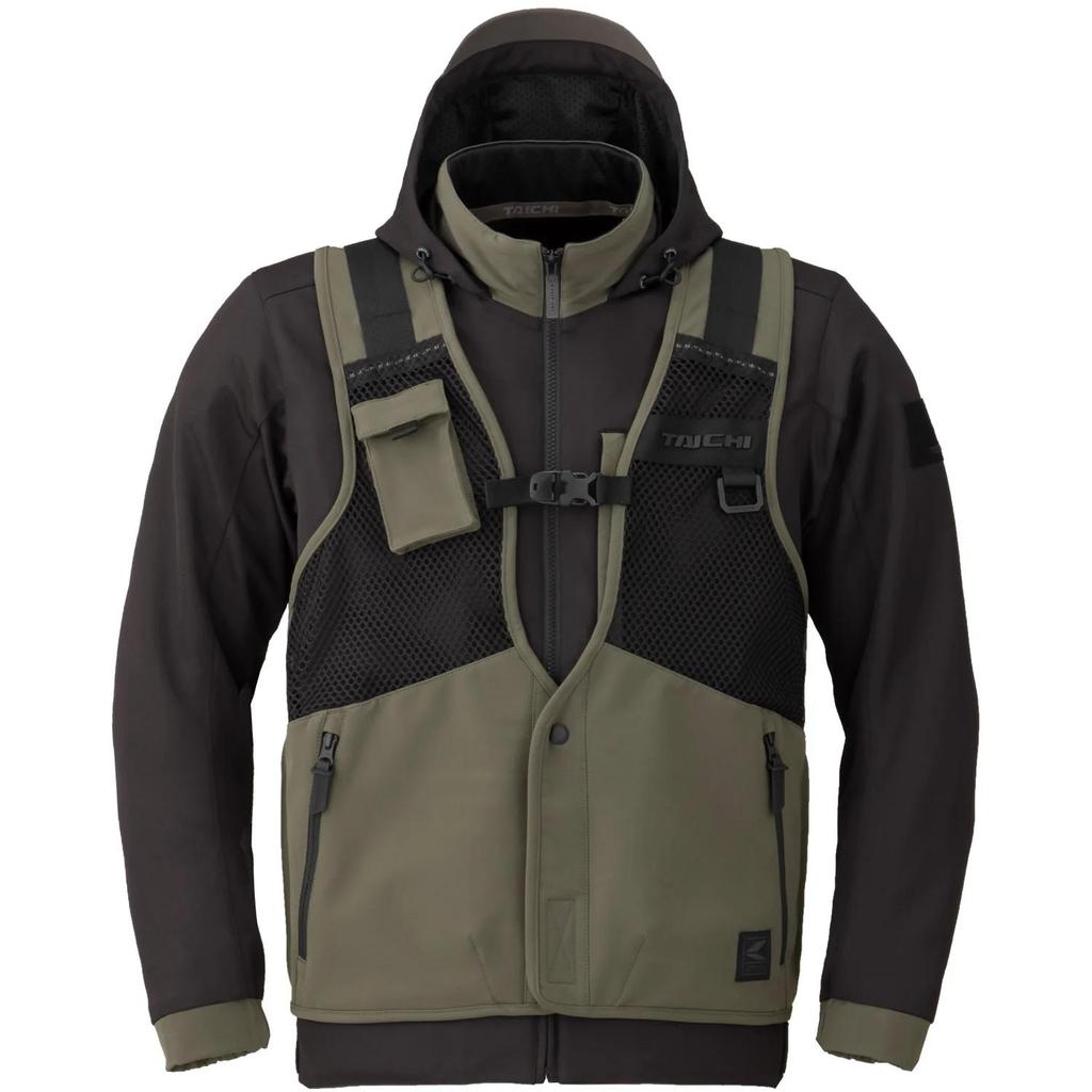 Jaket Motor - RS Taichi RSJ 347 Overlap Mesh Parka Black Khaki Original