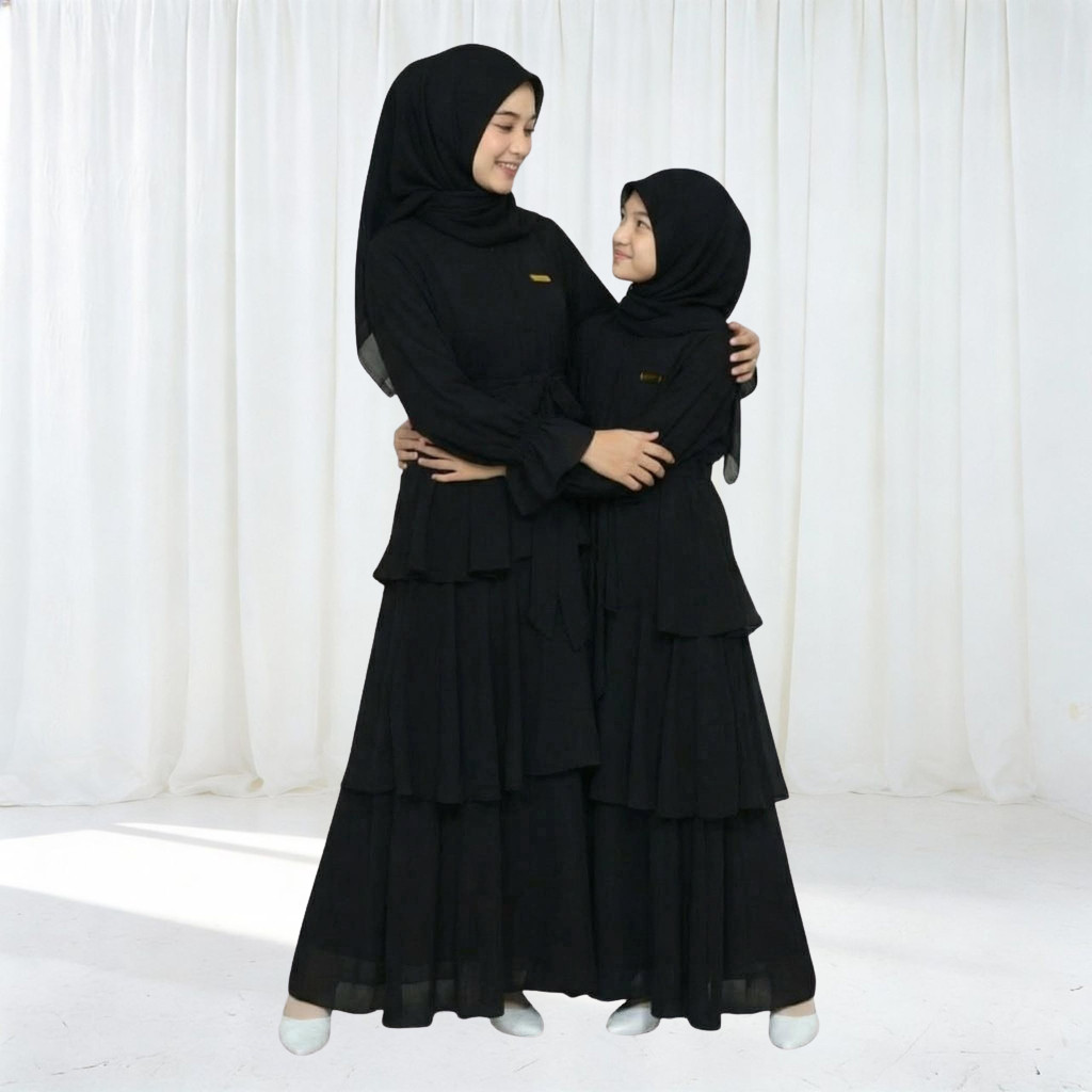Dress 2026 Gamis Couple Ibu dan Anak Ceruty Abaya Dewasa Couple Ibu Anak Long Dress Muslim