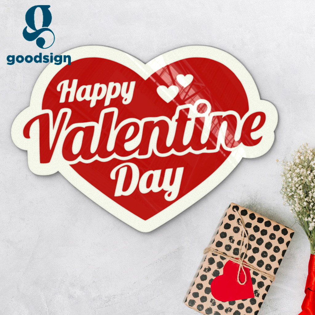 Akrilik Signage Dekorasi Spesial Valentine Day Love Shape Aesthetic Laser Cut Modern Good Sign