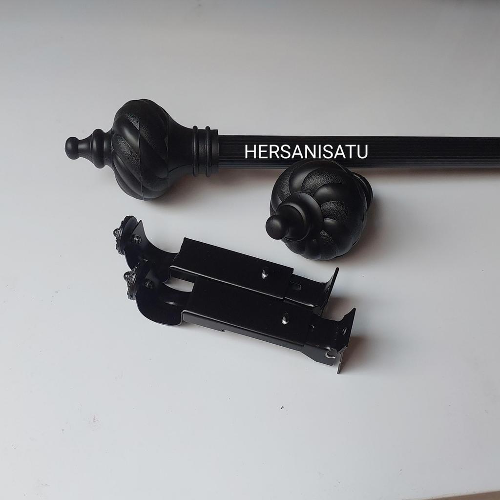Rollet Gordyn Minimalis Batang Gorden Full Set Warna Hitam Dof Tirai Pintu Jendela Kayu Dipasang di 