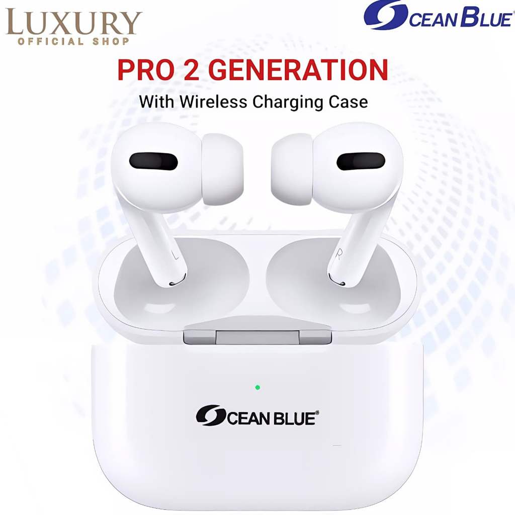 Earphone Headset Bluetooth TWS Iphone Oceanblue Pods Pro Handsfree Charging Case IOS Android Bass Hp