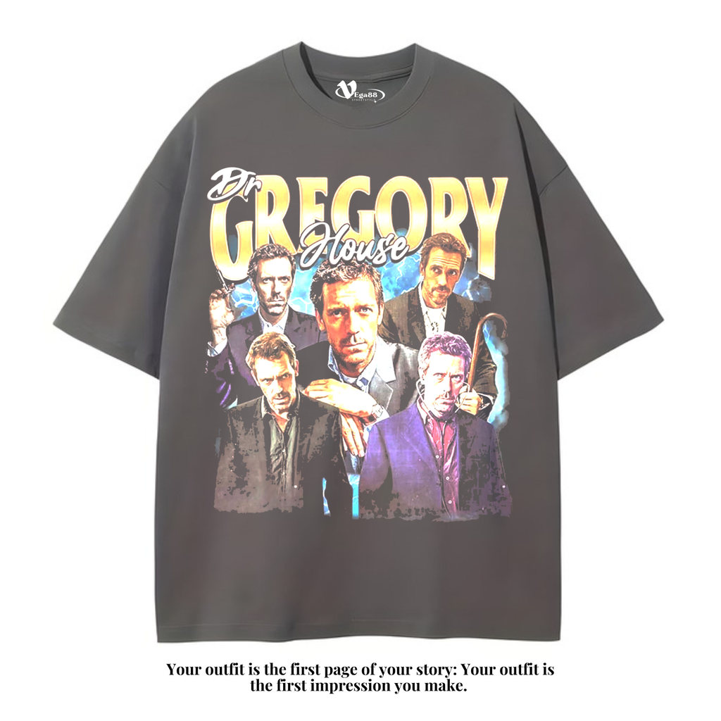 VEGA88 *dr Gregory house* Kaos oversize | t-shirt oversized | oversize dark grey | vintage tee