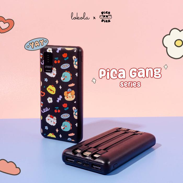 Powerbank with Multiple Connector 10.000mAh Lokola by Uneed x PicaPica - Picagang, Black