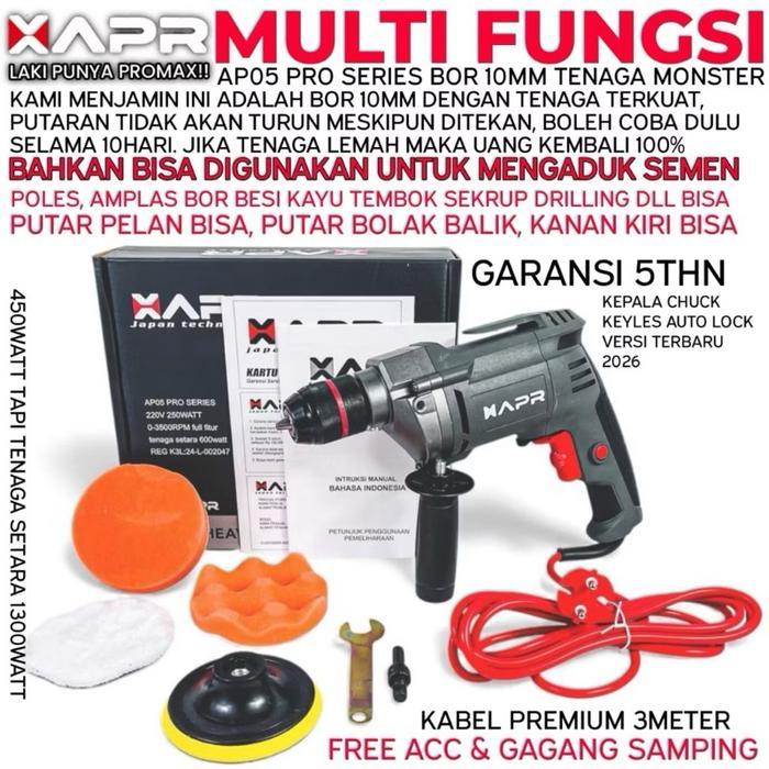 AP05PRO PROMAX HD BOR LISTRIK 10MM TORSI TERKUAT SILAHKAN DIADU DENGAN MERK APAPUN BISA UNTUK POLES 