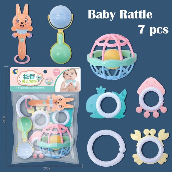 PIKYO Mainan Kerincingan Bayi 0-12 Bulan Pendidikan Awal Teether Bayi Set Rattle Mainan Musik Bayi -