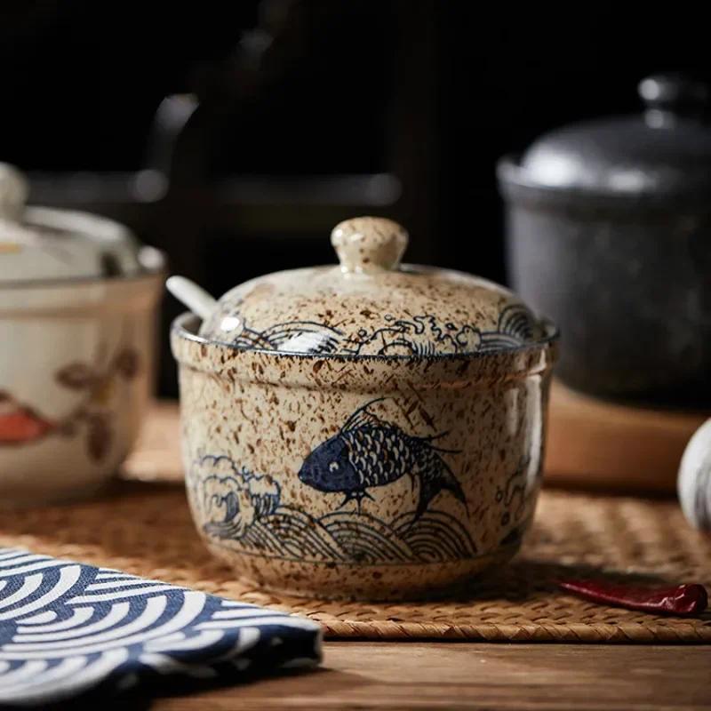 Japanese Style Spice Jar Ceramic Spice Box Household Kitchen Spice Jar Set Chili Jar Combination Sal