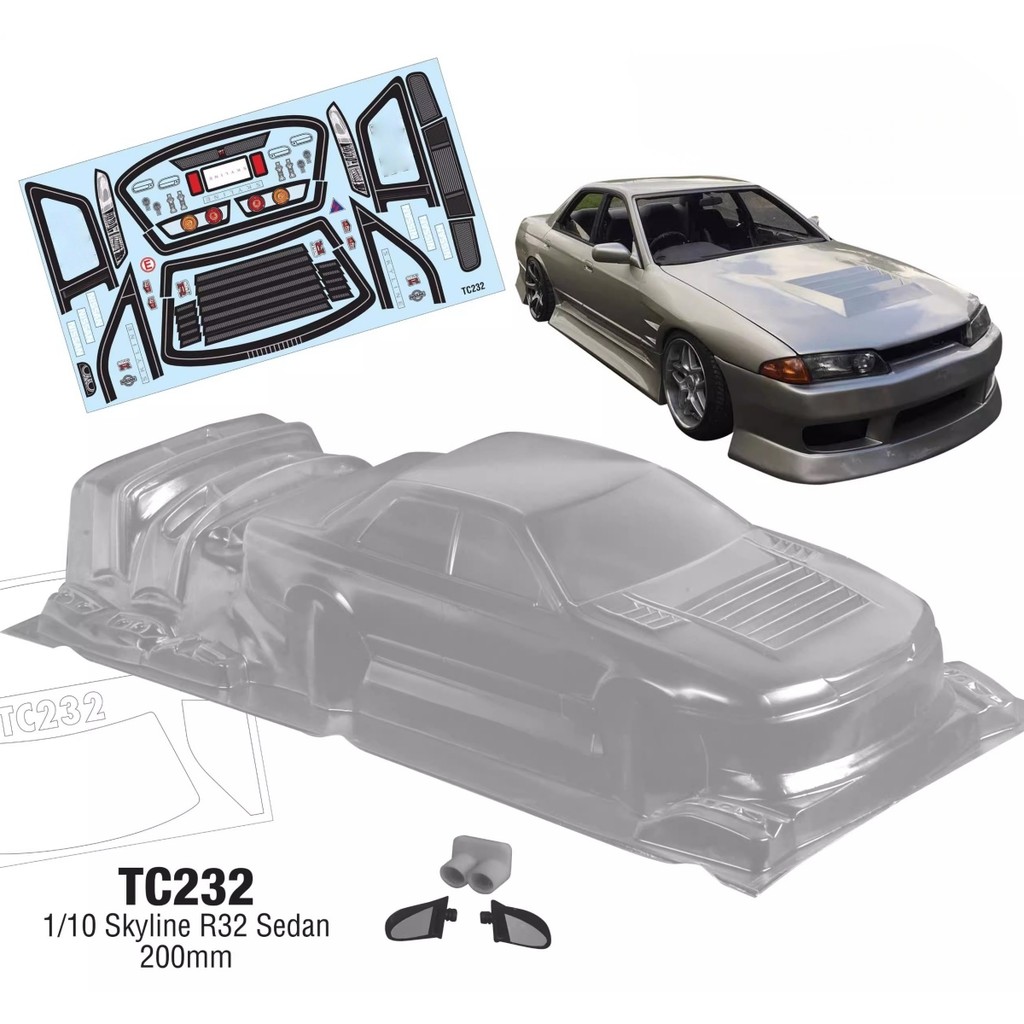 1/10 Skyline R32 Se Clear RC Drift body shell set for Tamiya tt01 tt02 assis Kyosho Yokomo (257mm wh
