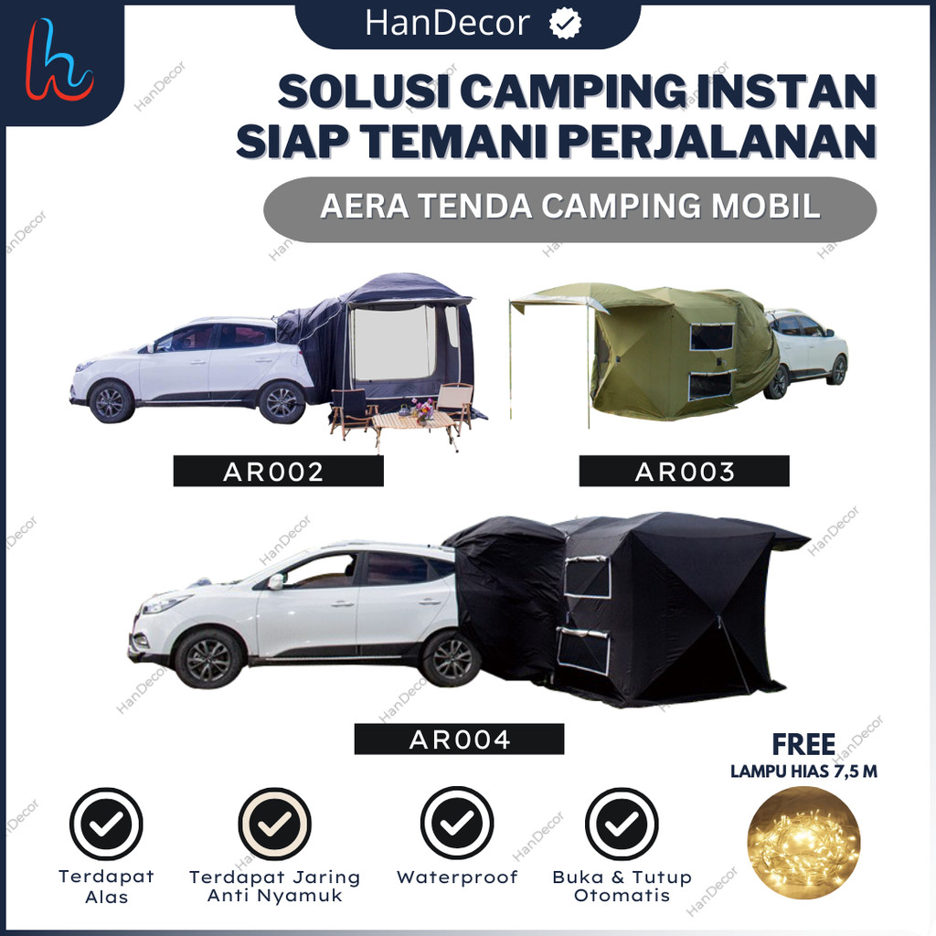 AERA Tenda Camping Belakang Mobil Tenda Mobil Keluarga BESAR TAIL GATE AWNING 180*180*200cm MODERN D