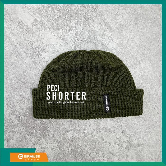 HOT PRODUK Shorter Beanie By Eirmuse Kupluk Pria Keren Bisa dipakai untuk  Pecis sholat - Army Terla