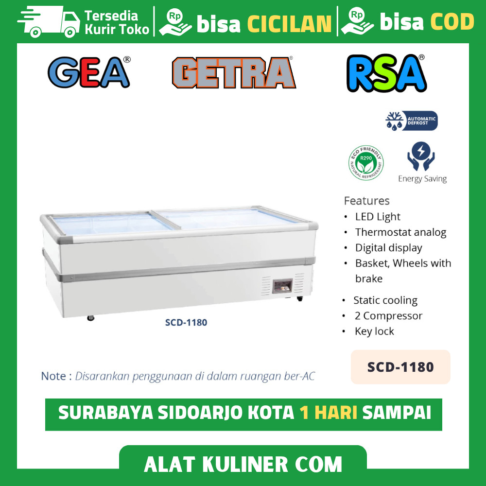 GEA SCD 1180 SCD-1180  ISLAND FREEZER SLIDING GLASS FLAT 2 KOMPRESOR ORIGINAL