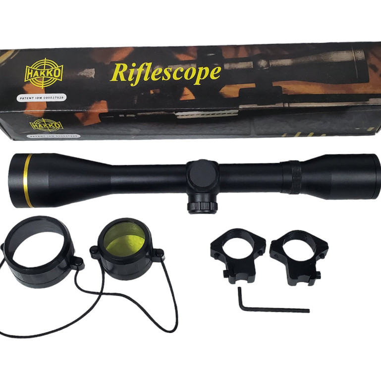 Teleskop Hakko 4x40 Tube 30 Ring Gold – Alat Bidik Hunting Jarak Jauh Lensa Lebar Super Jernih Untuk