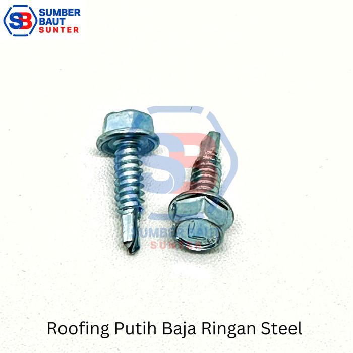 Skrup Baja Ringan 10x19 Roofing Putih Steel Moon Lion