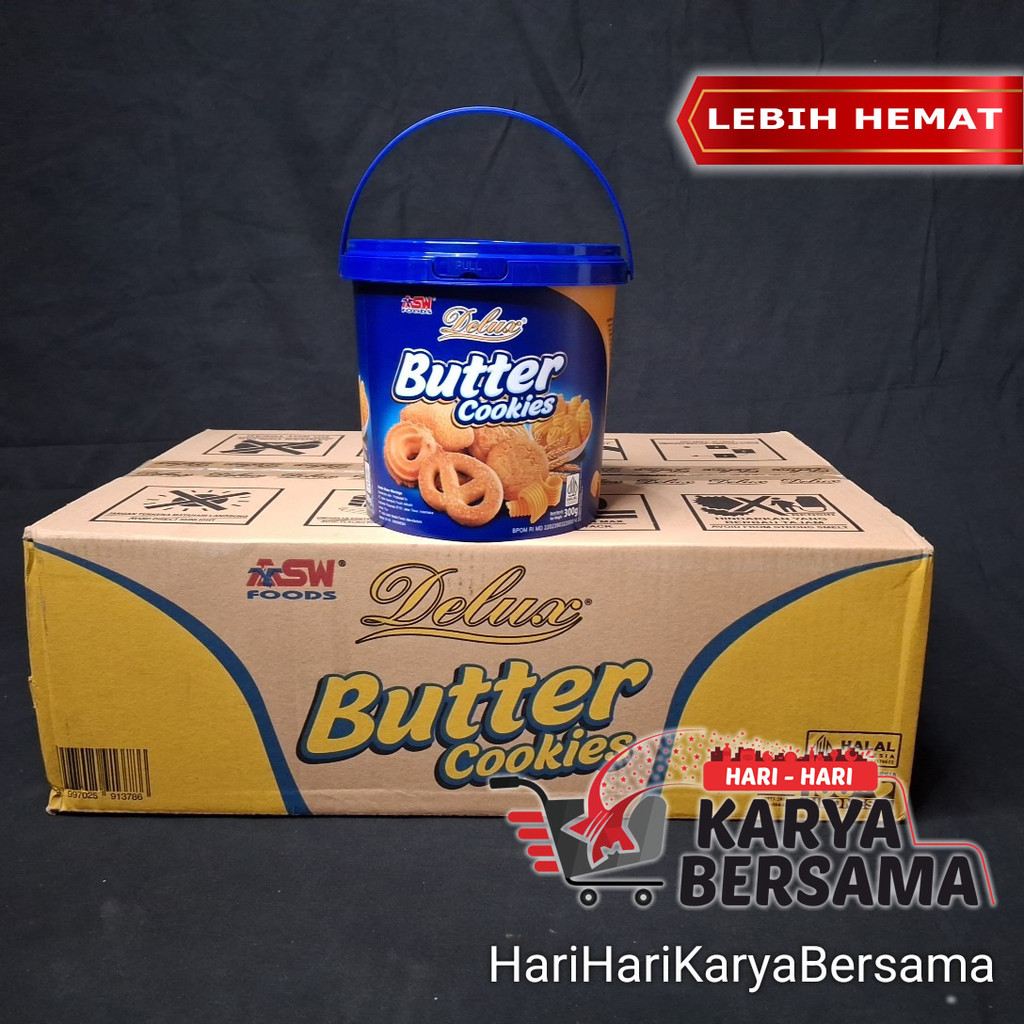 MAKANAN RINGAN BISKUIT LEBARAN ASW FOODS DELUX BUTTER COOKIES TOPLES PER KARTON ISI 6'S X 300GR