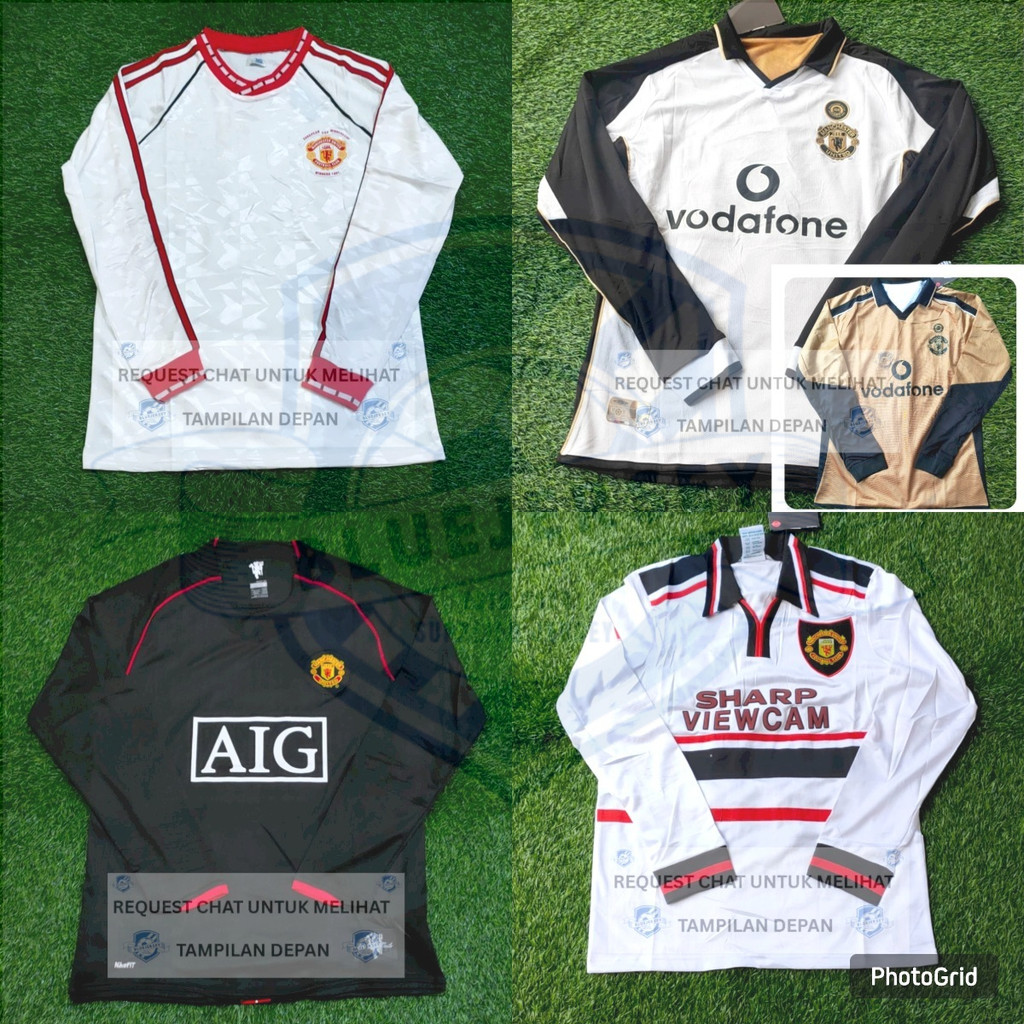 JERSEY BAJU BOLA MEN.U AWAY LONGSLEEVE LS RETRO VINTAGE