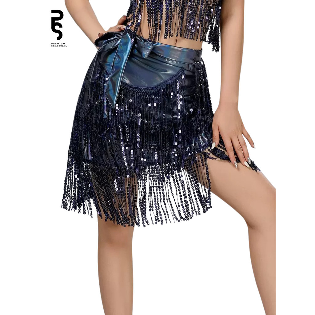 (KATUSAID) Rok Rumbai Ikat - Rok Tari Rumbai Ikat Bahan Tebal Shimmer Allsize