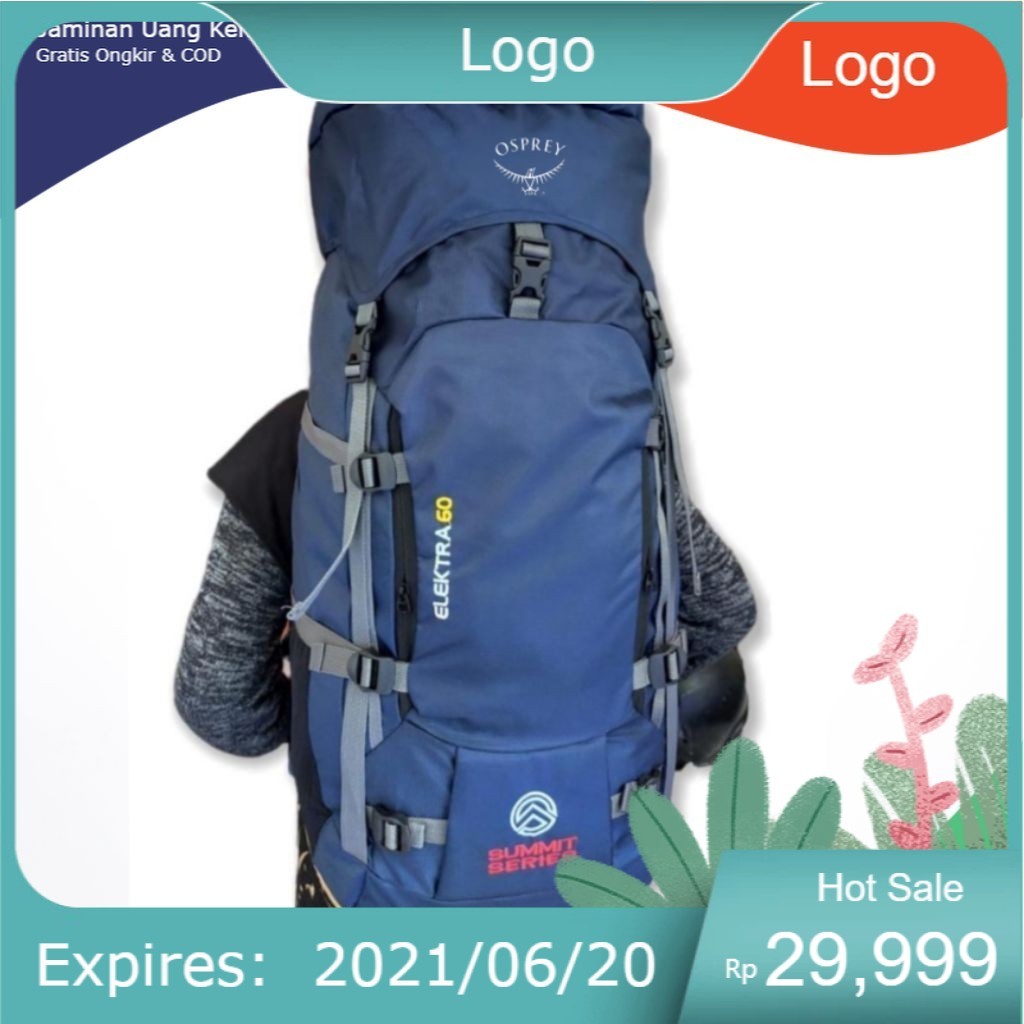 Tas Gunung Osprey 60 Liter elextra Frame + fiber # Tas Hiking Tas Carrier Outdoor