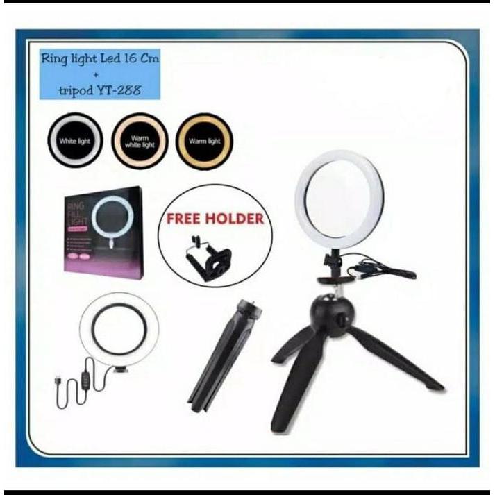 Ringlight 26cm + Tripod 2.1m Ringlight Make Up Vlog Lampu Ringlight Tripod - TRIPOD 26CM