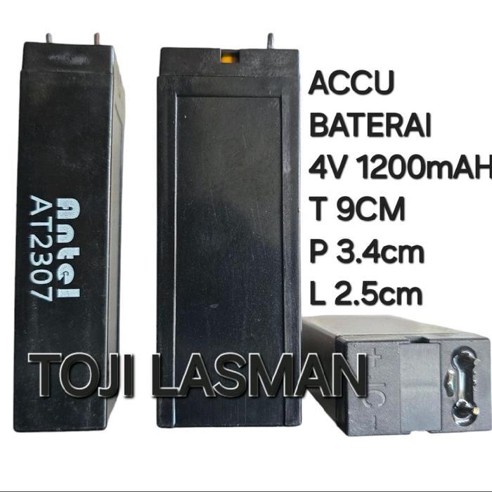 ( BATU 4V 1200mah )  BATU BATERAI BATTERY ACCU AKI LAMPU EMERGENSI EMERGENCY SENTER BATERAI TIMBANGA