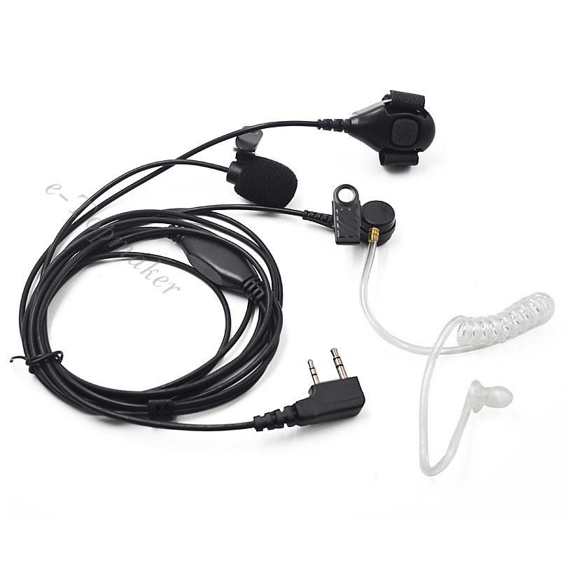 2-Pin Acoustic Air Tube Finger PTT Headset Earpiece Mic for Kenwood NX220 Baofeng UV5R GT-3 UV-5RE P