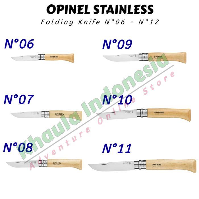 opinel no 6 7 8 9 10 12 pisau lipat folding knife stainless steel - N°06