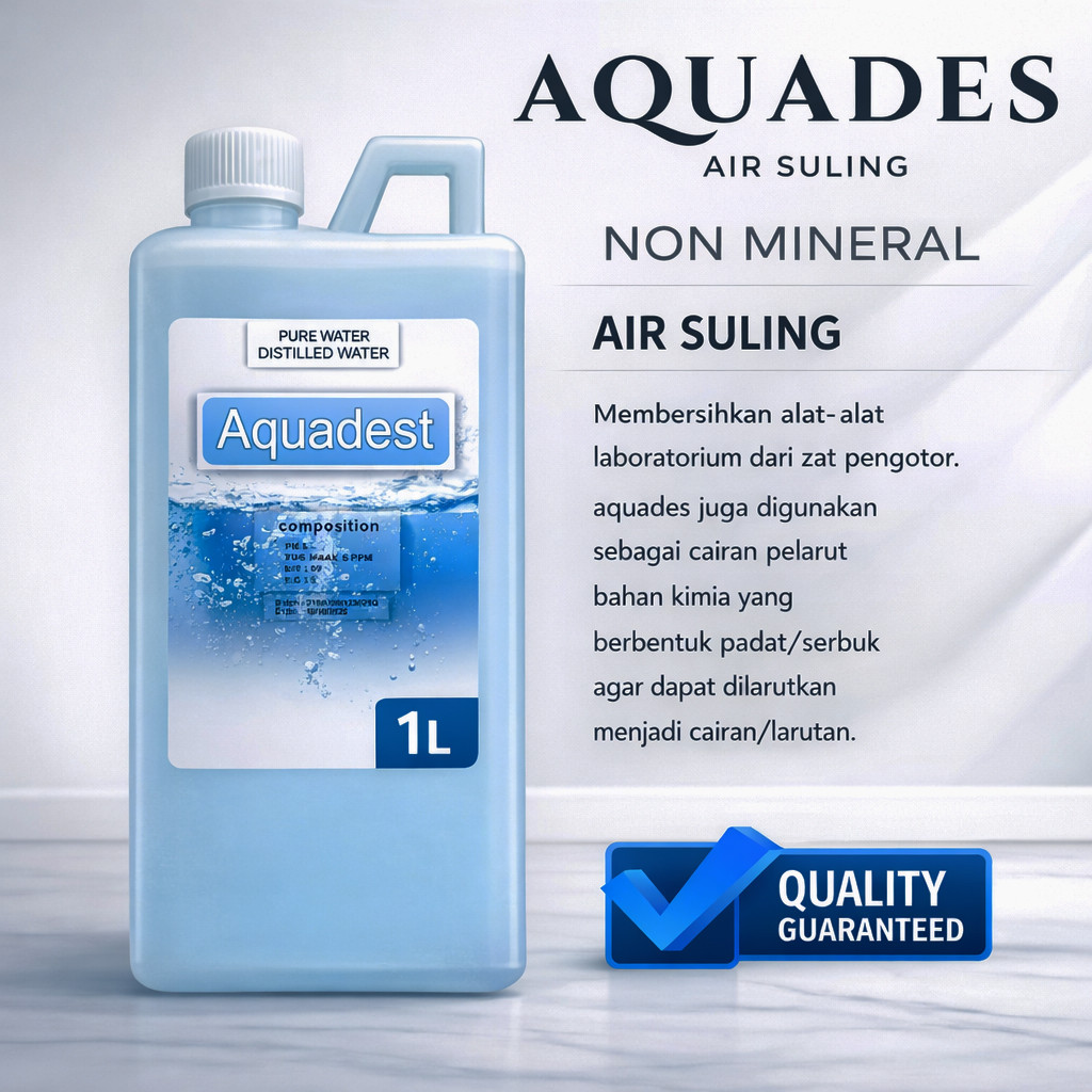 Aquadest 1 Liter / Aquades 1L pH Food Grade – Air Suling Murni Kualitas Premium