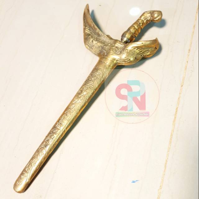 COD Souvenir Keris Naga Nogo Kembar Kuningan Full Gagang Handle