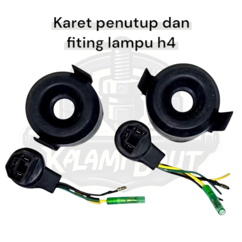 Soket H4 + karet tutup soket h4 (1set ) motor mobil universal ori