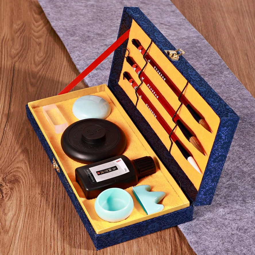 Complete Chinese Calligraphy Set for Beginners & Professionals - Xuan Paper, Ink Stone, Brush, Pract