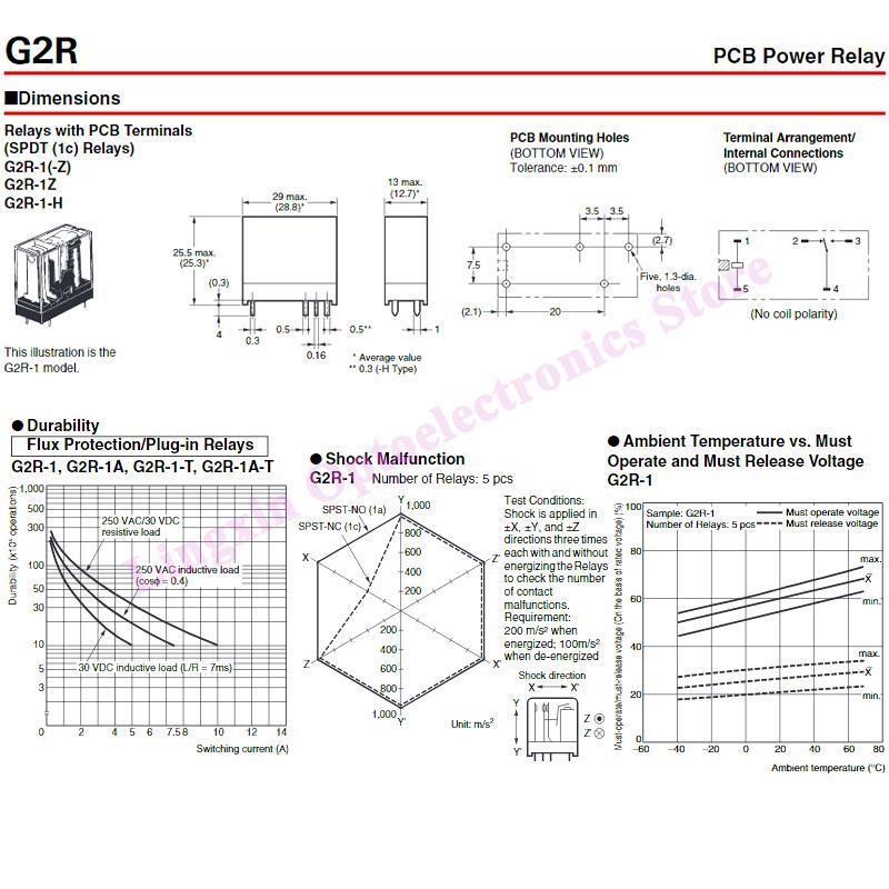 2PCS/lot Power Relays G2R DC5V 12V 24V AC220V G2R-2-5 G2R-2-12 G2R-2-24VDC G2R-1-12 G2R-1-24 G2R-1-E