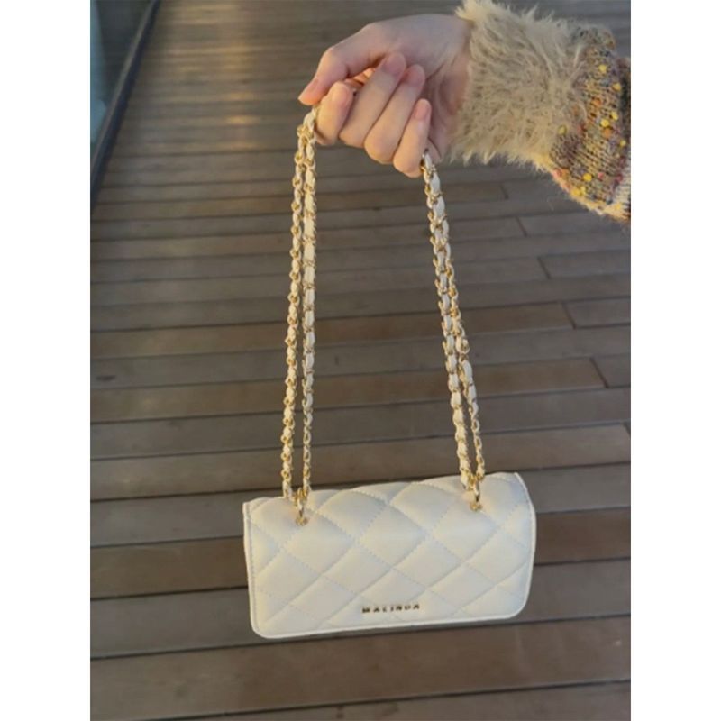 [Amy] Tas kecil cantik wanita tas persegi kecil belah ketupat putih baru wanita tas selempang ranta