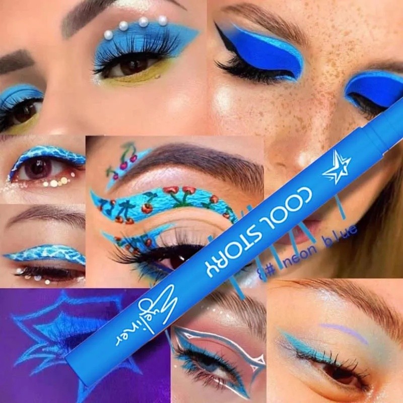(Fast pengiriman) 12 Warna UV Fluorescent Eyeliner Gel Pen Tahan Air Pengeringan Cepat Neon Eyeliner